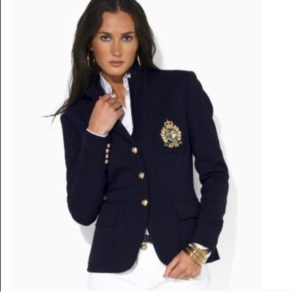 Lauren Ralph Lauren Navy Wool Crest Blazer
